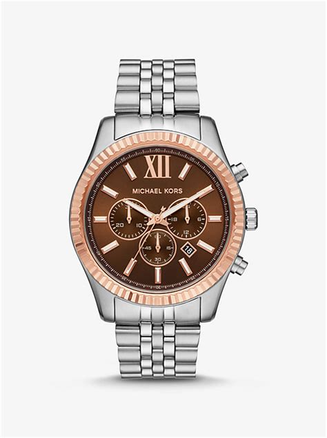 michael kors mk 8732|oversized lexington two tone watch.